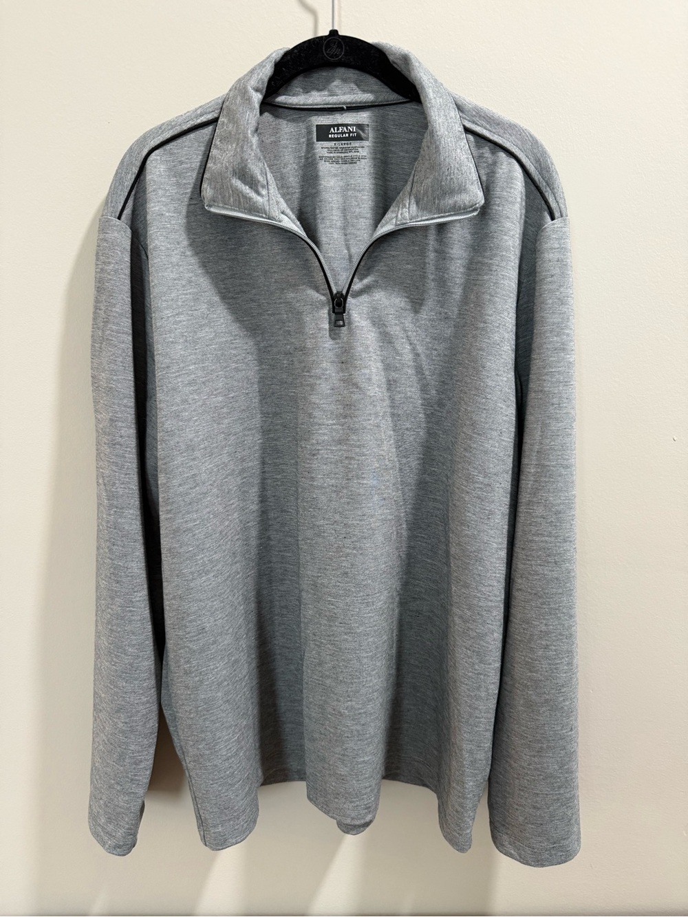 Alfani Light Gray Men's Half-Zip Pullover with Dark Trim